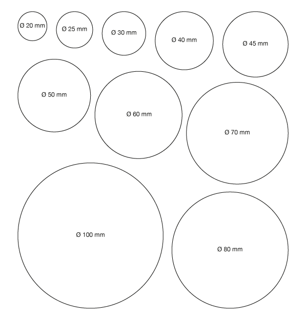 Übersicht Rollenetiketten-Formate Kreis